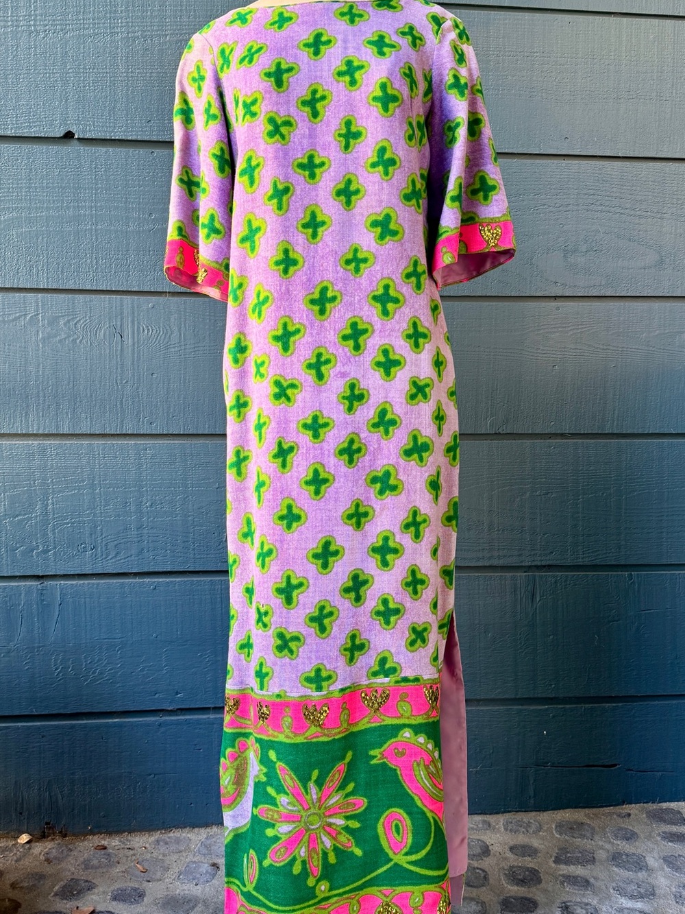 Vintage 70s Hawaiian Tiki Cocktail Linen Maxi Dress 🌴🌈🩷✨🌴 fabulous vintage gold